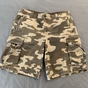 Camo Cargo Shorts Mens 36 Brown Camo Camouflage Relaxed Fit Utility Pockets